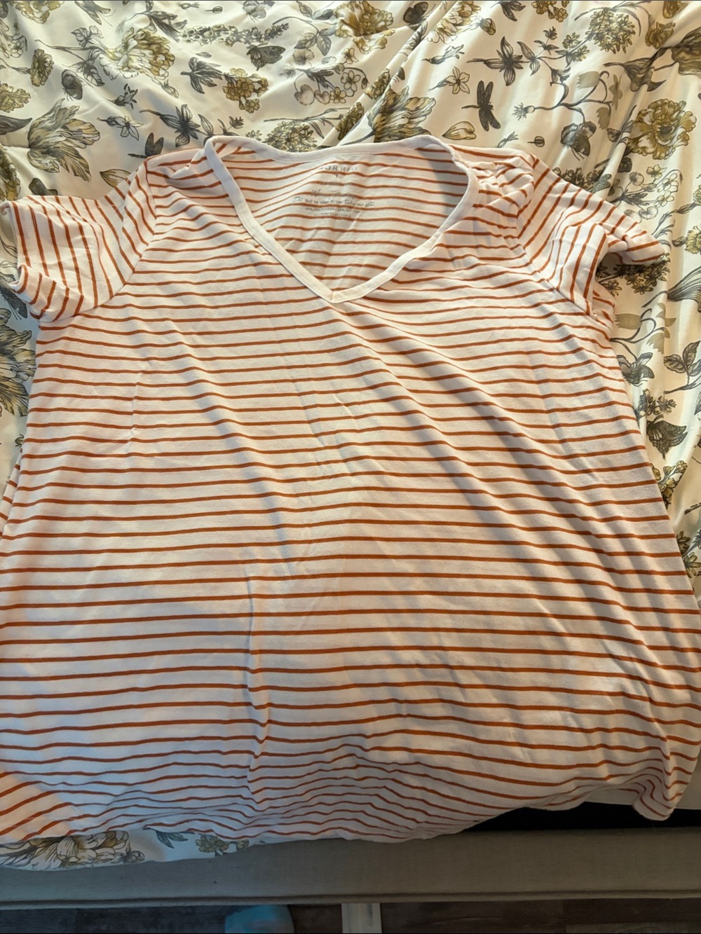 Torrid Women's Short-Sleeve V-Neck Striped Top in White and Orange